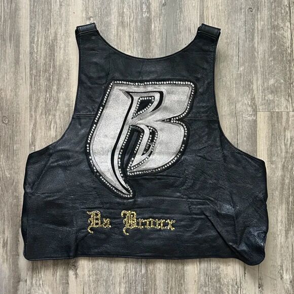 Vintage Ruff Ryders Leather Motorcycle Biker Vest 3XL-5XL DMX Big Pun Fat Joe - Picture 5 of 7